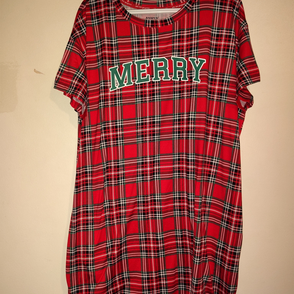 Red Plaid 'Merry' T-Shirt Dress